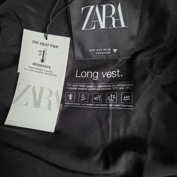 NWT Zara Black Long Puffer Vest - Picture 2 of 8
